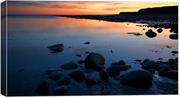 Kimmeridge Bay Sunset Reflections Canvas Print by James Battersby