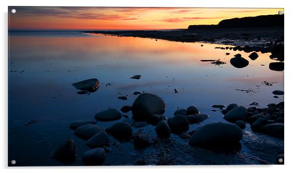 Kimmeridge Bay Sunset Reflections Acrylic by James Battersby