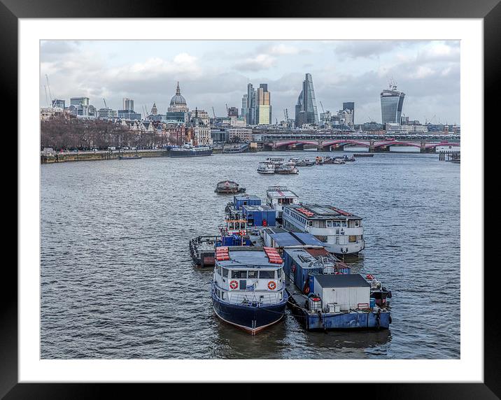 Boats on the River Thames Framed Mounted Print by Philip Pound