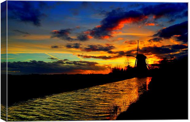 Sunset at the Windmill Canvas Print by Ron Ver