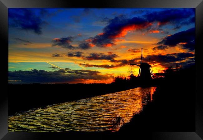 Sunset at the Windmill Framed Print by Ron Ver