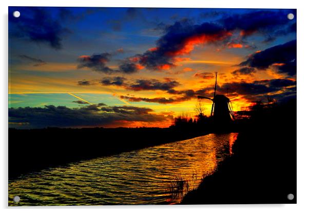 Sunset at the Windmill Acrylic by Ron Ver