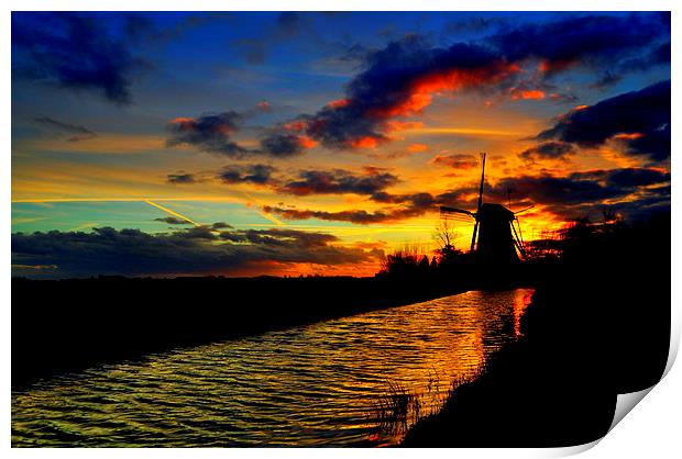 Sunset at the Windmill Print by Ron Ver