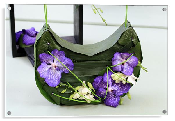 Orchid handbag Acrylic by Ruth Hallam
