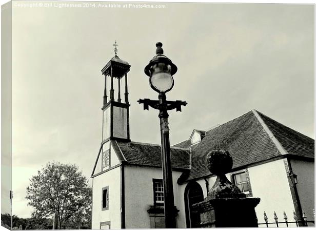 Lamp post and Bell Tower Canvas Print by Bill Lighterness