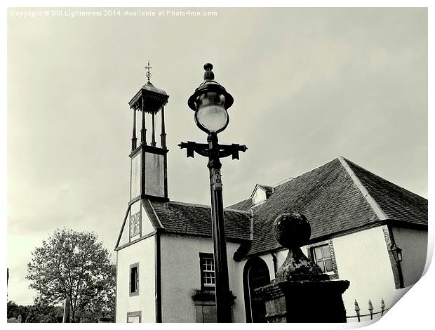 Lamp post and Bell Tower Print by Bill Lighterness