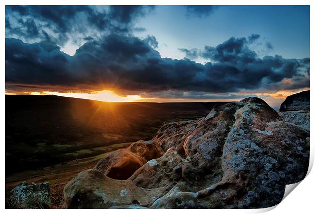Sunset over Scugdale North Yorkshire Print by Greg Marshall