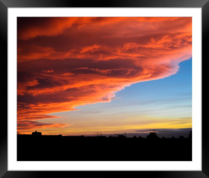 Red Sky over Darlington Framed Mounted Print by Greg Marshall