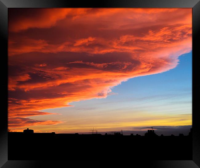 Red Sky over Darlington Framed Print by Greg Marshall