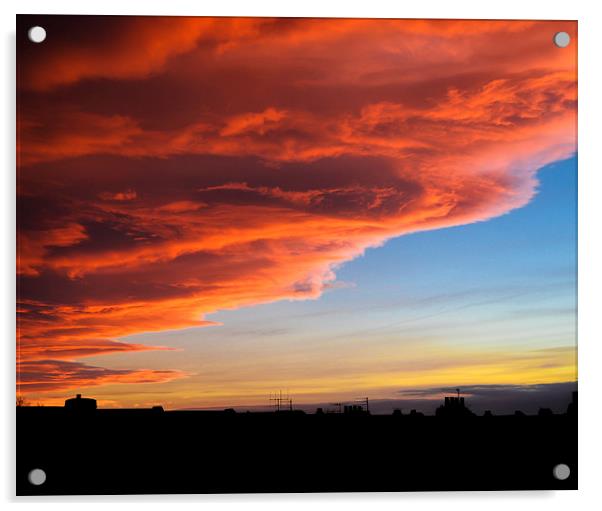 Red Sky over Darlington Acrylic by Greg Marshall