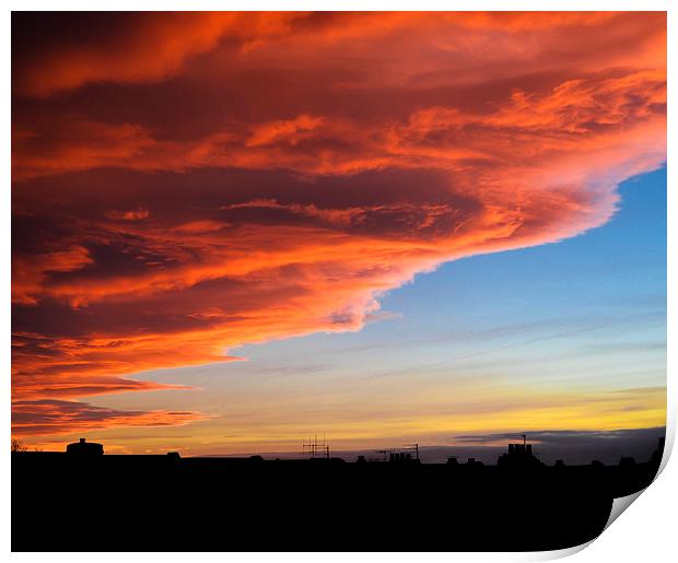 Red Sky over Darlington Print by Greg Marshall