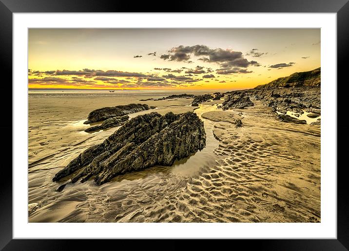 Sunset Saunton Sands Framed Mounted Print by Dave Wilkinson North Devon Ph