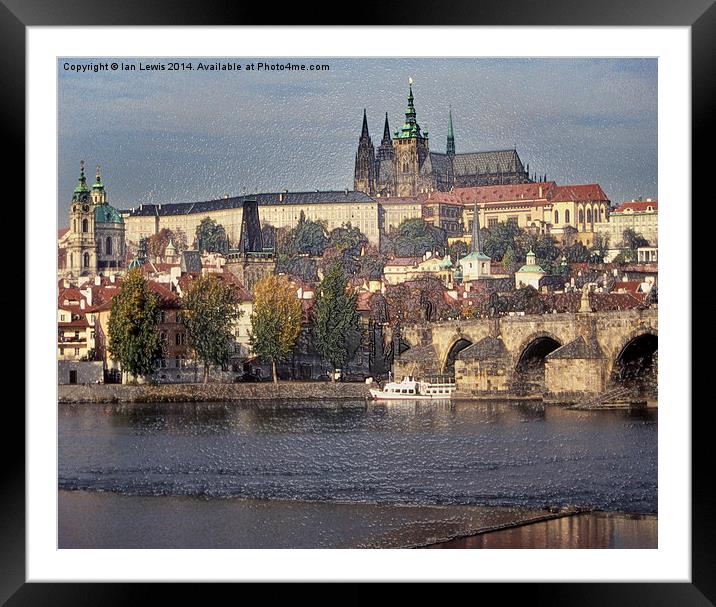 Prague Castle across the Vitava Framed Mounted Print by Ian Lewis