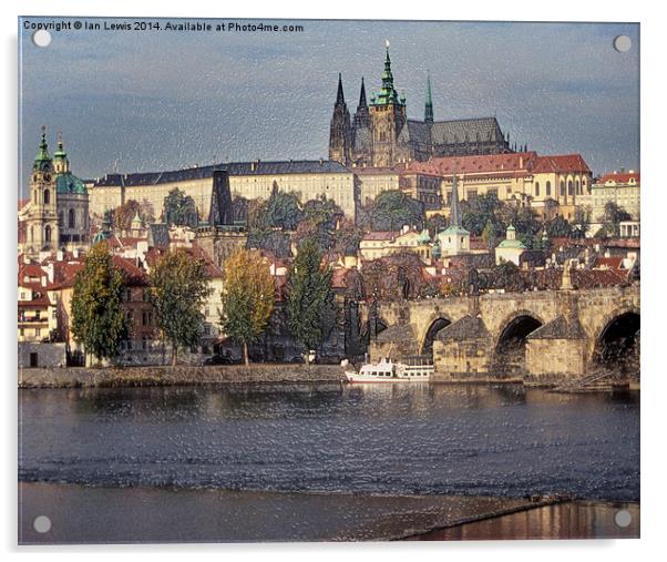 Prague Castle across the Vitava Acrylic by Ian Lewis