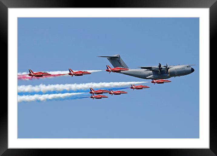Red Arrows and Airbus A400M Framed Mounted Print by Rachel & Martin Pics