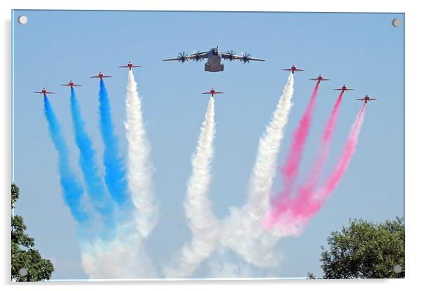RAF Red Arrows and Airbus A400M Flypast Acrylic by Rachel & Martin Pics