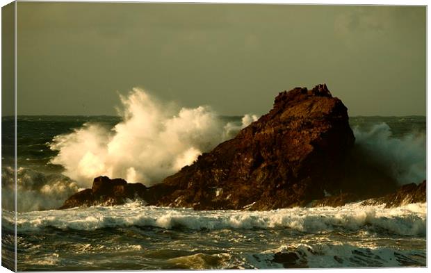 Power of the Wave -  Trevone Bay Canvas Print by Samantha Higgs