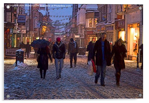 Christmas Shopping in the Snow Acrylic by John B Walker LRPS