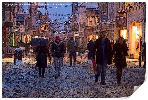 Christmas Shopping in the Snow Print by John B Walker LRPS