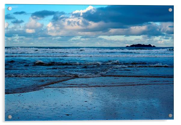 Evening at Harlyn Bay - Cornwall Acrylic by Samantha Higgs