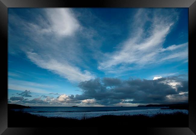 Blue Skies at Harlyn Bay, Cornwall Framed Print by Samantha Higgs