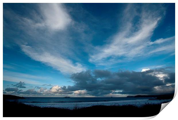Blue Skies at Harlyn Bay, Cornwall Print by Samantha Higgs