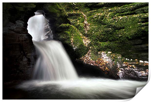 St Nectarn`s Glen Waterfall. Print by Chris Frost
