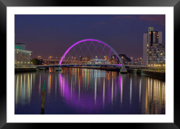 Clyde Arc, Glasgow at night. Framed Mounted Print by Tommy Dickson