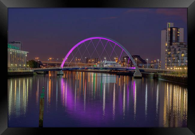 Clyde Arc, Glasgow at night. Framed Print by Tommy Dickson