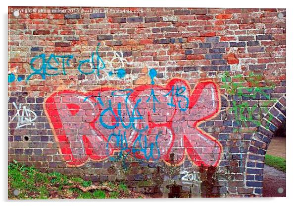 Graffiti Art On bridge Acrylic by philip milner