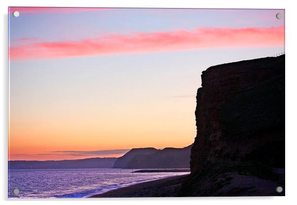 BURTON BRADSTOCK SUNSET Acrylic by Anthony Kellaway