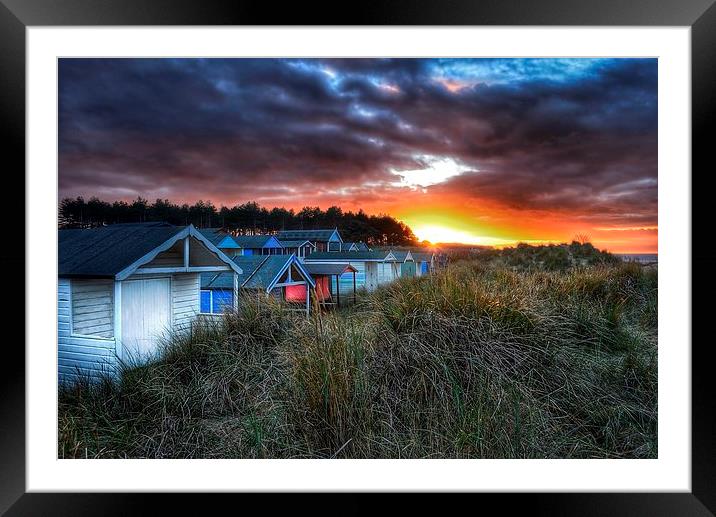 Hunstanton beach huts sunset scene Framed Mounted Print by Gary Pearson