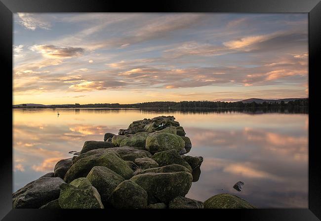 Sunrise reflections at Loch of Skene Framed Print by Michael Moverley