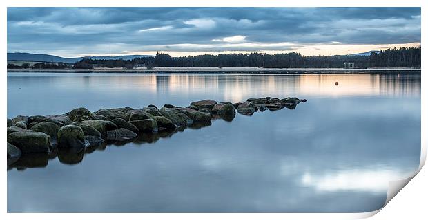 Sunrise reflections at Loch of Skene Print by Michael Moverley