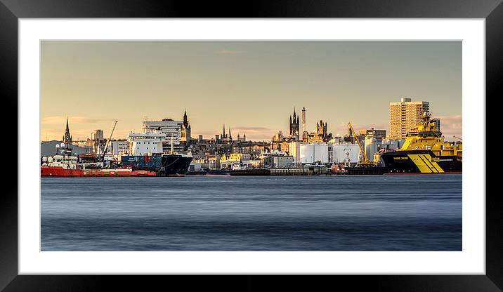 Aberdeen Harbour at Sunset Framed Mounted Print by Michael Moverley