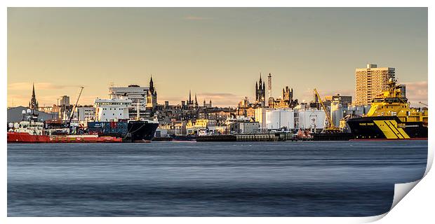 Aberdeen Harbour at Sunset Print by Michael Moverley