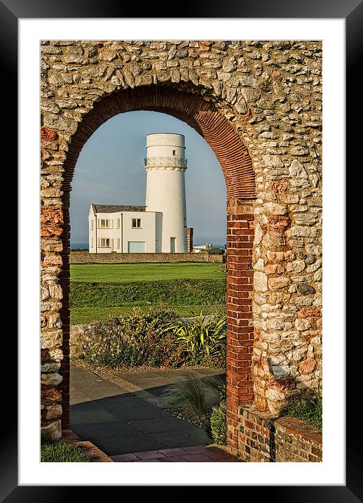 Old Hunstanton Lighthouse from St Edmunds Chapel Framed Mounted Print by John Edwards
