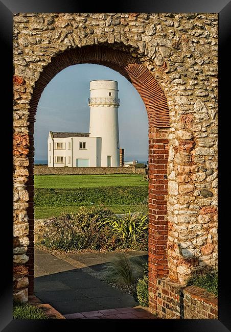 Old Hunstanton Lighthouse from St Edmunds Chapel Framed Print by John Edwards