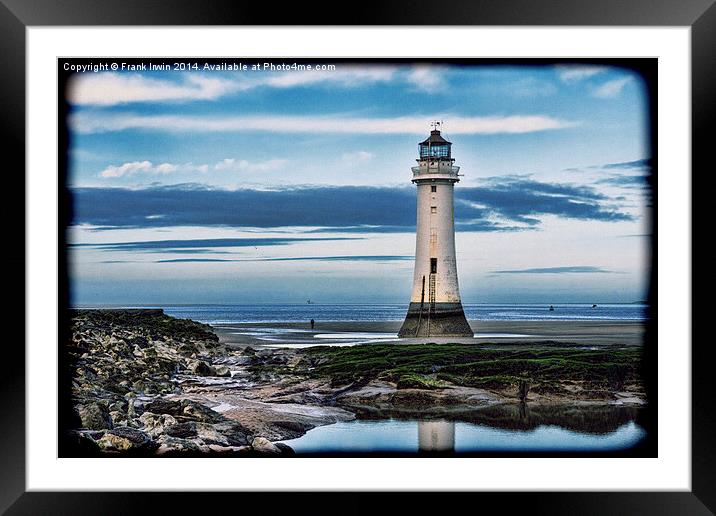 Perch Rock Lighthouse, Wirral (Grunged effect) Framed Mounted Print by Frank Irwin