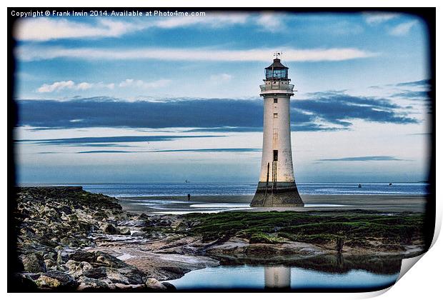 Perch Rock Lighthouse, Wirral (Grunged effect) Print by Frank Irwin