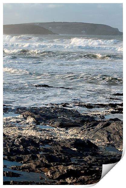 Stormy Sea, Newtrain Bay, Cornwall Print by Samantha Higgs