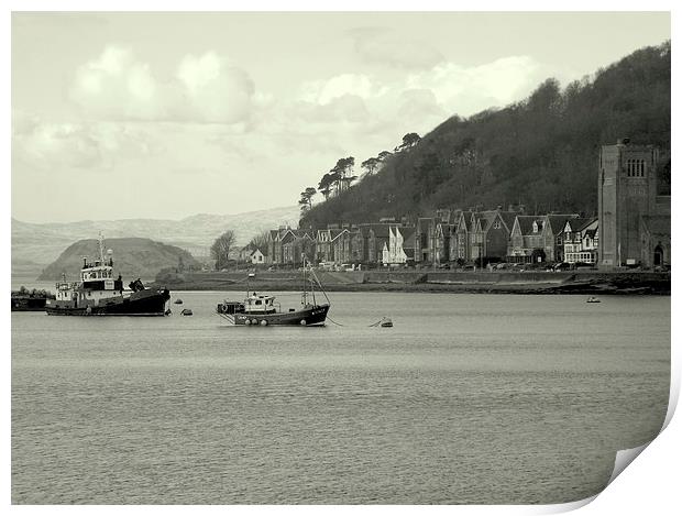 Oban Harbour , Black and White Print by Bill Lighterness