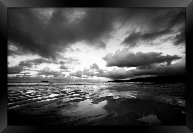 Harlyn Bay in Black and White Framed Print by Samantha Higgs