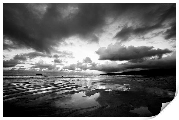 Harlyn Bay in Black and White Print by Samantha Higgs