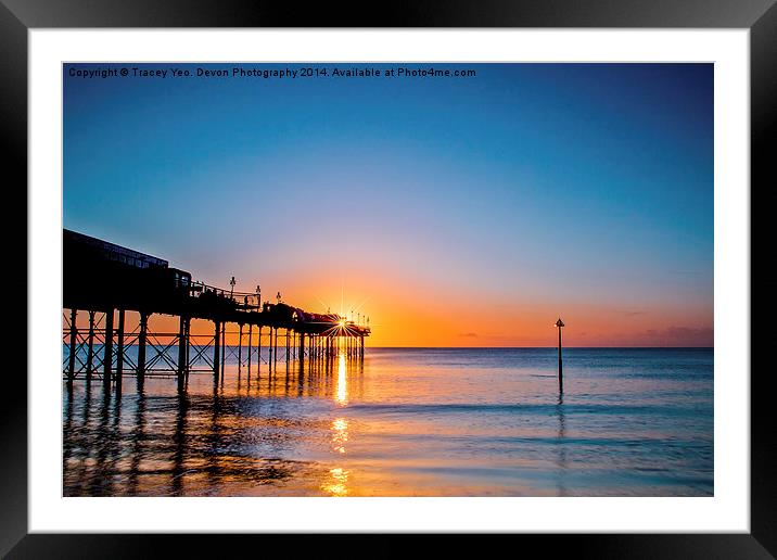 Teignmouth Pier Sunrise Framed Mounted Print by Tracey Yeo