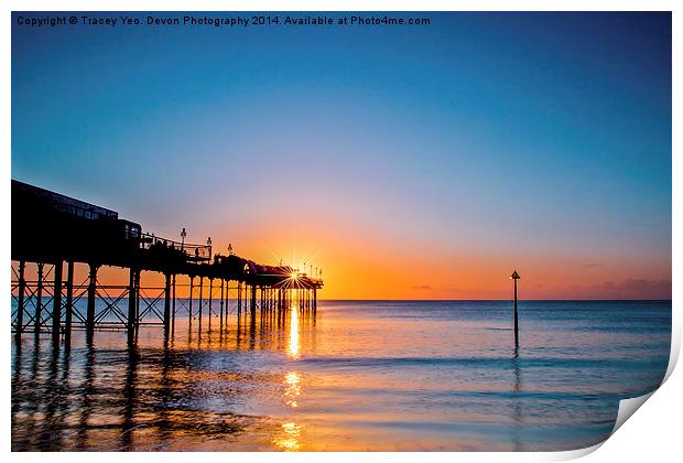 Teignmouth Pier Sunrise Print by Tracey Yeo