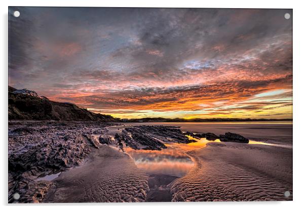 Saunton Sands sunrise Acrylic by Dave Wilkinson North Devon Ph