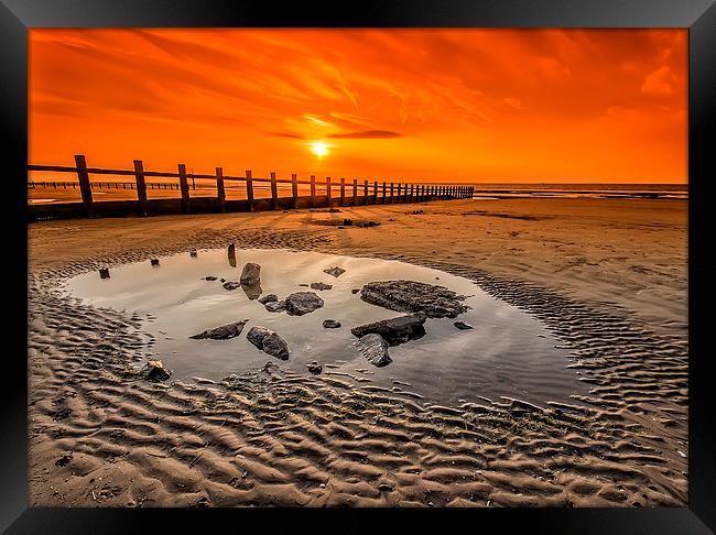Splash Point Sunset Wales Framed Print by Darren Wilkes