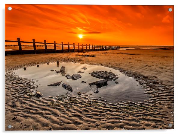 Splash Point Sunset Wales Acrylic by Darren Wilkes