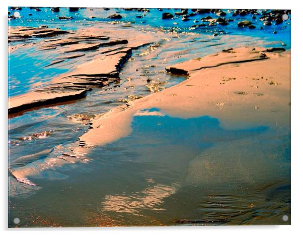 Beach Water Charmouth Dorset Acrylic by Liz Shewan